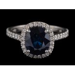 A platinum sapphire and diamond ring by Boodles & Dunthorne,