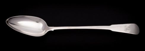 A Victorian provincial silver Fiddle pattern basting spoon, unknown maker,