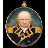 English School early 19th Century- A miniature portrait of a naval officer,
