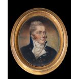 Charlotte Thicke [18/19th Century]- A miniature portrait of a naval officer,