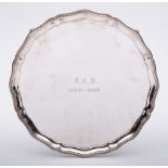 An Elizabeth II silver presentation salver, maker Barker Ellis Silver Co, Birmingham,