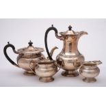 A George V silver four-piece tea service, maker Levesley Brothers, Sheffield,