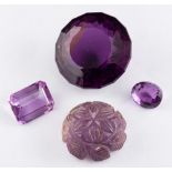 Four unset amethysts,: the vari cut amethysts, approximately 125.00 carats total.