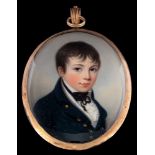 James Leakey [1775-1865]- A miniature portrait of a young Midshipman,