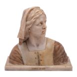 After Giuseppe Bessi (1857-1922) An alabaster bust of Joan of Arc.