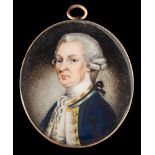 English School early 19th Century- A miniature portrait of a naval officer,:- head and shoulders,