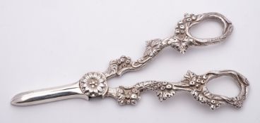 An Elizabeth II silver pair of grape shears, maker A Marston & Co, Birmingham,