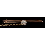 A diamond bar brooch,: the old brilliant cut diamond, estimated to weigh 0.