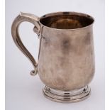 A George V silver mug, maker Adie Bros Ltd, Birmingham, 1935: of cylindrical outline,