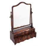 A walnut dressing table mirror in Queen Anne style,