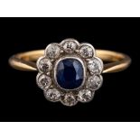 A sapphire and diamond ring,