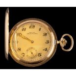 Royal Mercedes, a 14 carat gold pocket watch,: the engraved dial with Arabic numerals,