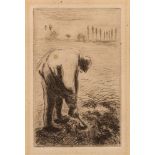 Camille Pissarro [1830-1903]- Pere Pascal,:- drypoint etching, 1889 10 x 6cm. * Provenance.