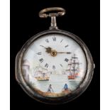 A George III silver pair cased pocket watch,: London 1818,