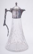 An Elizabeth II clear glass and silver mounted claret jug, maker Hugh Crawshaw, Sheffield,