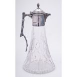 An Elizabeth II clear glass and silver mounted claret jug, maker Hugh Crawshaw, Sheffield,