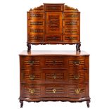 A South German, probably Nuremberg parquetry worked, oak and walnut cabinet on chest,