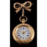 A lady's gold coloured fob watch,