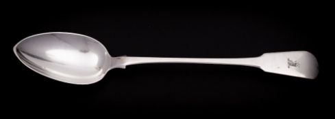 A George III silver Fiddle pattern basting spoon, maker Thomas Bamford, London, 1817: crested,