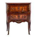A 19th Century French rosewood, kingwood, floral marquetry and gilt metal mounted bombe commode:,