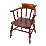 A Victorian oak and elm spindle back elbow chair, second half 19th century,