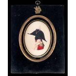 Follower of Charles Buncombe- A miniature silhouette portrait of a British Officer,