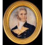 English School early 19th Century- A miniature portrait of a naval captain,:- bust-length,
