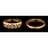 A diamond ring,: set with five old cut diamonds,