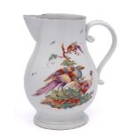 A Derby pear-shaped cider jug: with scroll handle,