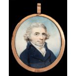 Attributed to Thomas Le Hardy [18/19th Century]- A miniature portrait of a naval officer,