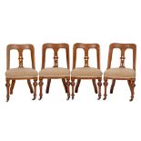 A set of four Victorian oak side chairs in Aesthetic Movement style, circa 1880,
