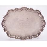 An Elizabeth II silver salver, maker Boodle & Dunthorne, Sheffield 1957: inscribed,