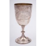 An Edward VII silver trophy cup, maker William Hutton & Sons Ltd, Sheffield, 1903: inscribed,