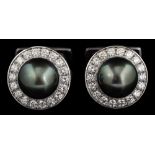 A pair of Tahitian cultured pearl and diamond cufflinks,