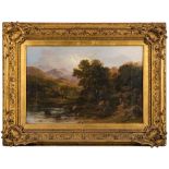 English School Circa 1850 - Upland river landscape,