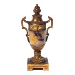 A late 19th century Blue John and ormolu mounted urn: of neo-classical outline,