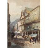 Alfred Leyman [1856-1933]- The Butterwalk, Dartmouth,:- signed bottom left watercolour, 54 x 37cm.