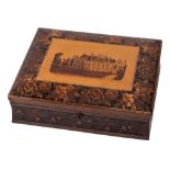 A 19th century Tunbridge ware work box by Henry Hollamby: the shallow domed and hinged lid