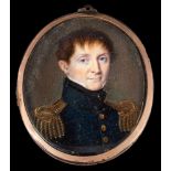 French School early 19th Century- A miniature portrait of a naval Captain,