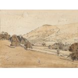 * Charles Knight [1901-1990]- Chanctonbury Ring,:- pen, ink and wash drawing, signed with initials,
