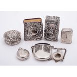 A mixed collection of silverwares, various makers and dates: includes three silver pill boxes,