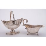 A George V silver swing handled sugar basket, maker Thomas Bradbury & Sons Ltd, Sheffield,