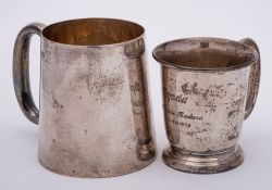 A George VI silver christening mug, maker Frank Cobb & Co, Sheffield,