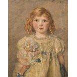 Emily A Brown [19/20th Century]- Portrait of a girl, half-length standing,
