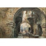 Alfred Leyman [1856-1933]- Scene in The Roman Ghetto,:- signed bottom left watercolour, 35 x 52cm.