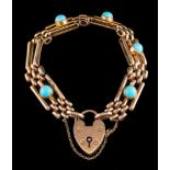 A late Victorian gold and turquoise bracelet,