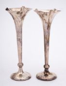 A pair of Edward VII silver specimen vases, maker A & J Zimmerman Ltd, Birmingham,