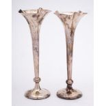 A pair of Edward VII silver specimen vases, maker A & J Zimmerman Ltd, Birmingham,