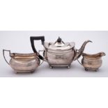 A George V silver three-piece tea service, maker Barker Brothers, Chester,