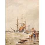 Thomas Bush Hardy [1842-1897]- Calais Pier,:- signed,